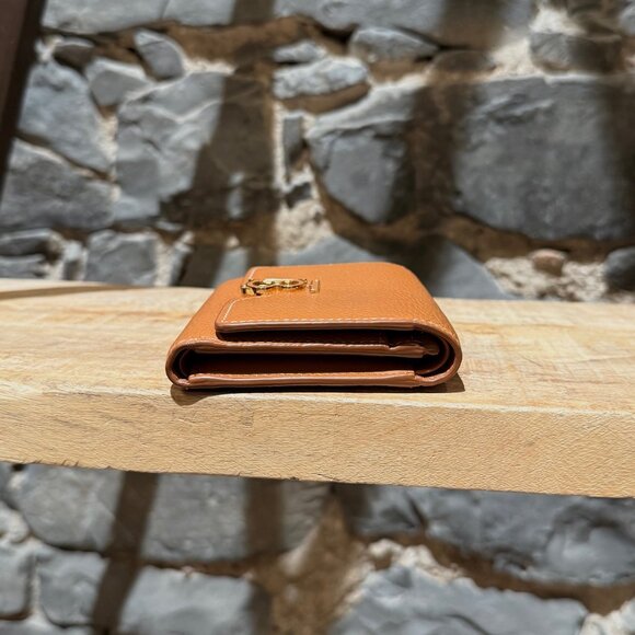 Burberry TB Compact Trifold Tan Grained Leather Wallet - Picture 10 of 16